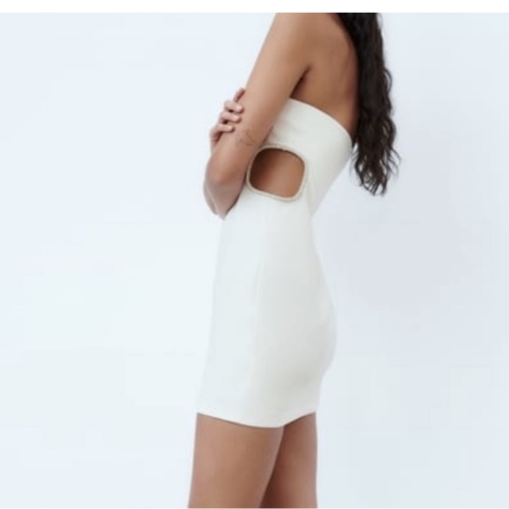 NEW WITH TAGS ZARA White strapless mini dress with rhinestones